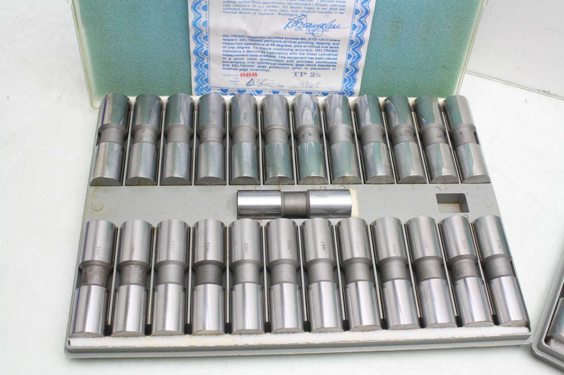 2 Deltronic TP25 Plug Gage Sets / .0001 Steps / .9886.9910 & .9848